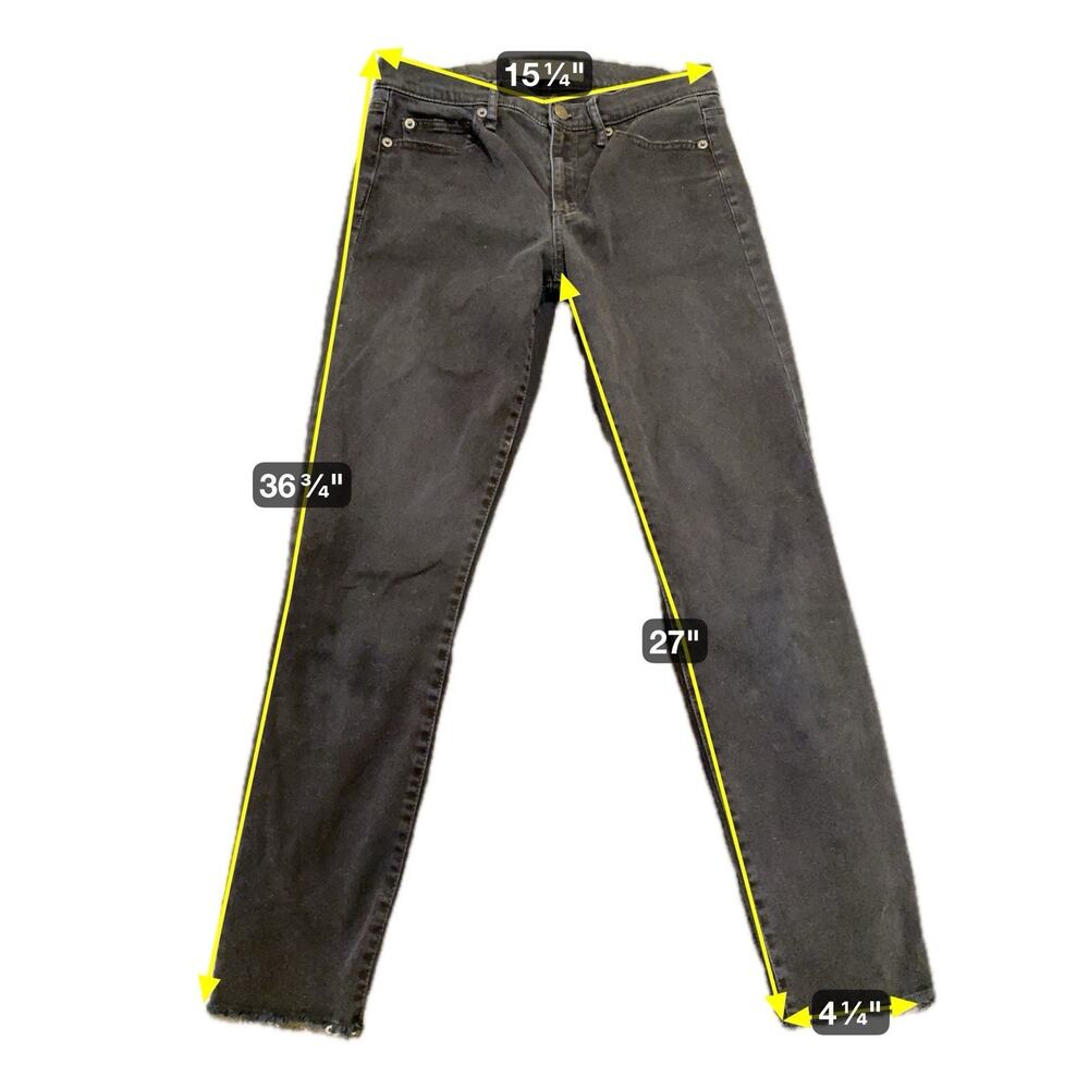 GAP 1969 Women's True Skinny Ankle Jeans Stretch Distressed Hems Black Size 28R - Picture 3 of 16